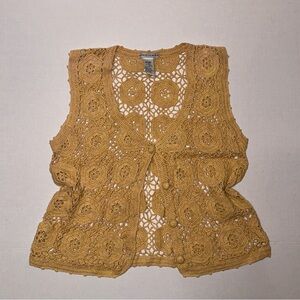 Vintage Crochet Lace Button Up Vest